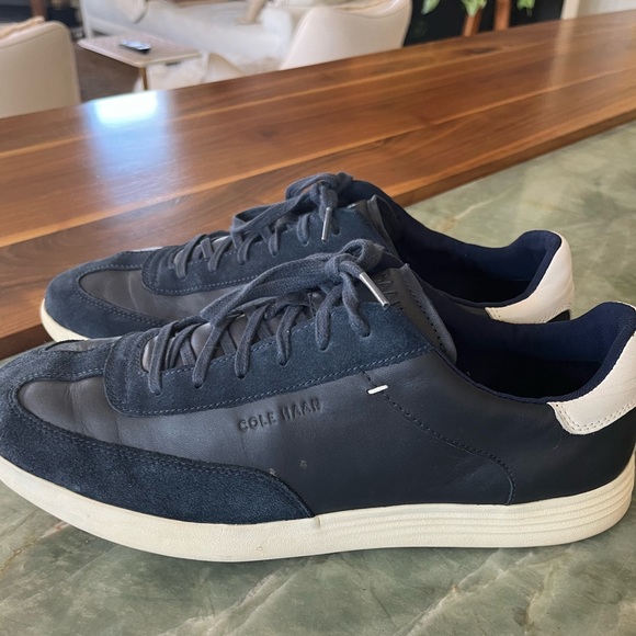 Cole Haan Navy Leather Sneakers - Picture 2 of 9